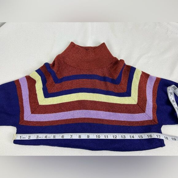 Zara Womens Striped Turtleneck Short Sleeve Knit Shirt Top Red Multi Size Medium - Picture 2 of 9